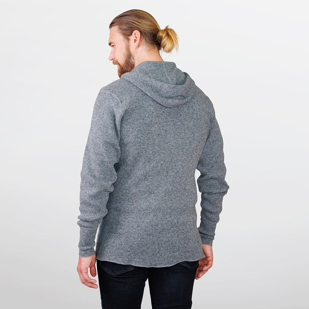 Heavy Weight Wool Henley with Hood