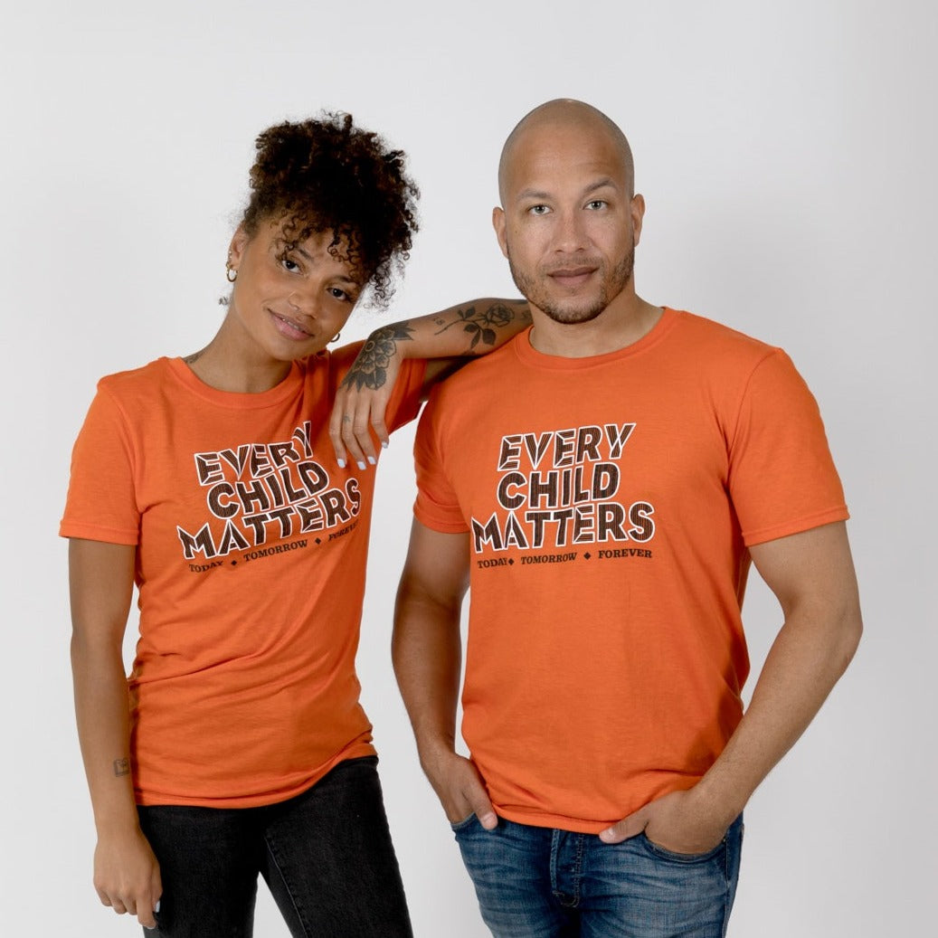 Muin X Stanfield's Adult Orange T-Shirt - EVERY CHILD MATTERS "QUILL"