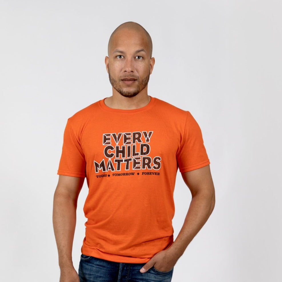 Muin X Stanfield's Adult Orange T-Shirt - EVERY CHILD MATTERS "QUILL"