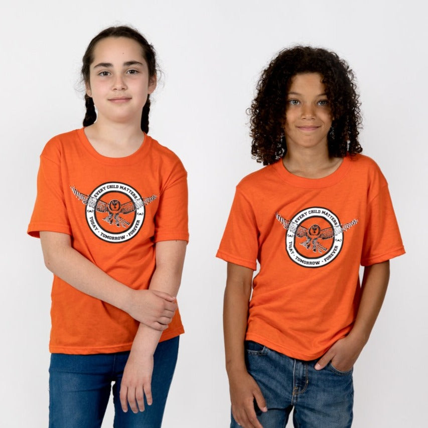 Muin X Stanfield's Youth Orange T-Shirt - CHAQUE ENFANT COMPTE "OWL"