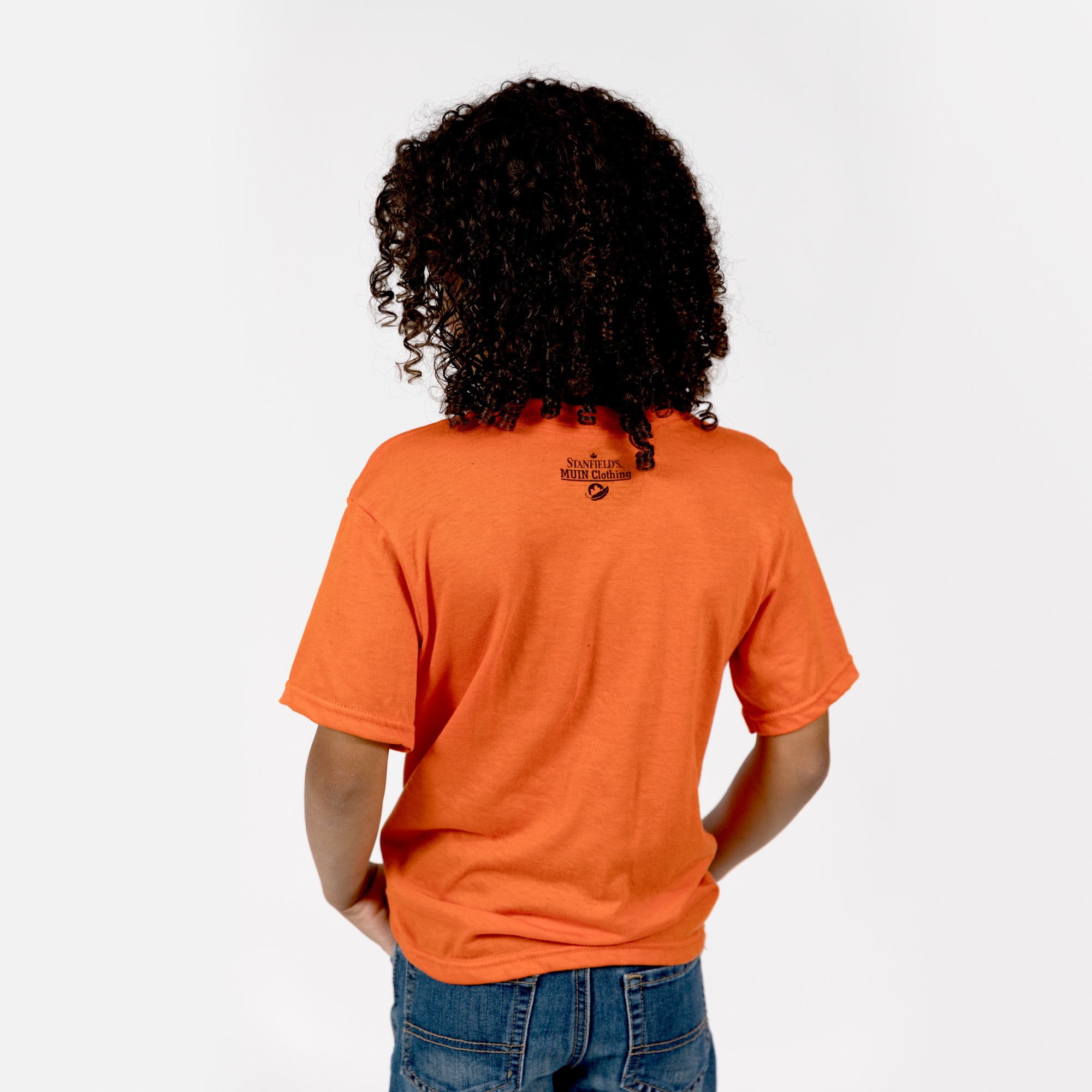 Muin X Stanfield's Youth Orange T-Shirt - CHAQUE ENFANT COMPTE "OWL"