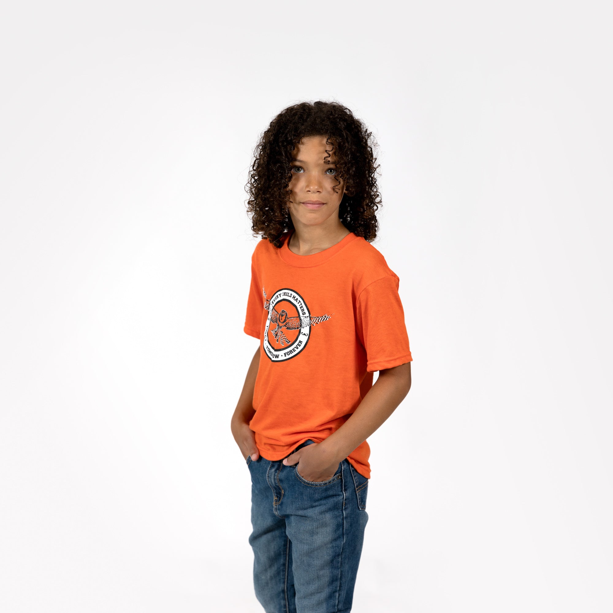 Muin X Stanfield's Youth Orange T-Shirt - CHAQUE ENFANT COMPTE "OWL"