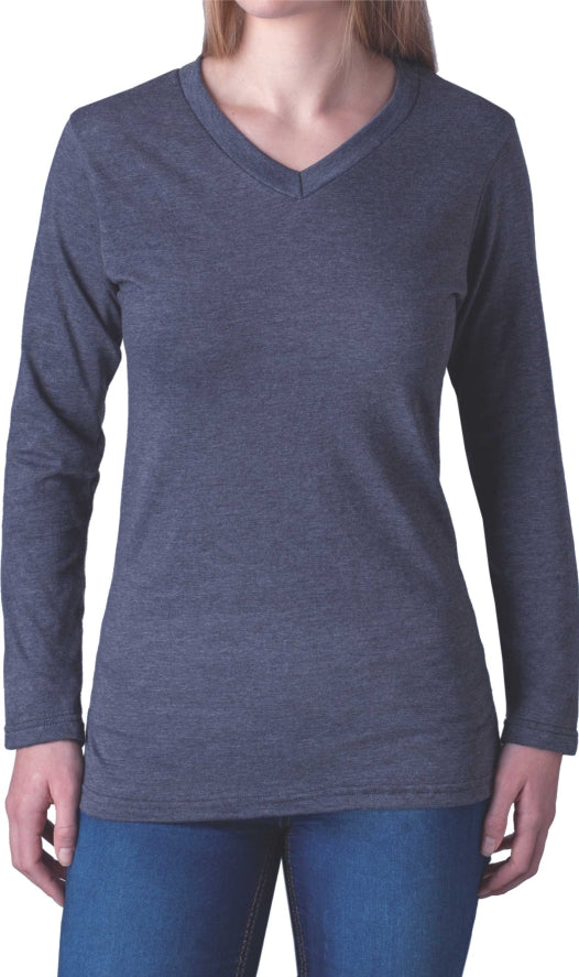 Women's Basic Long Sleeve V-neck T-shirt