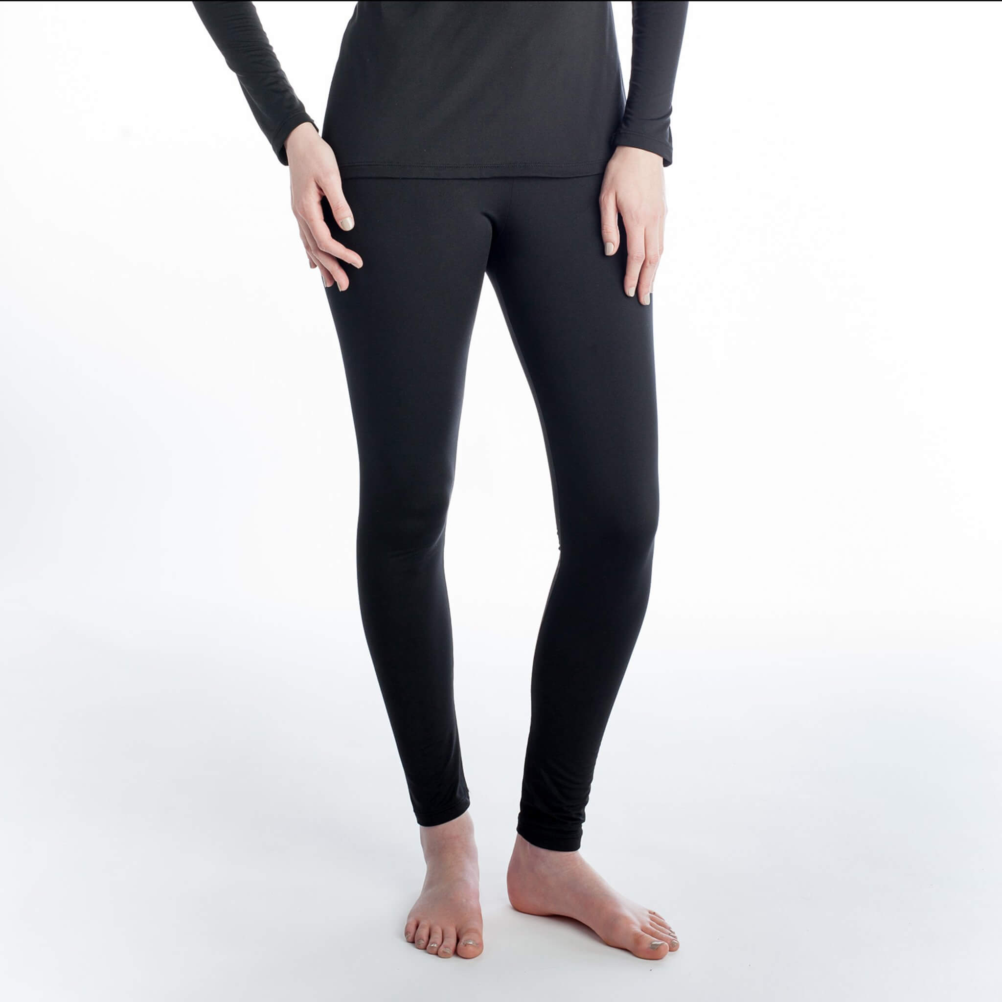 Merino Wool Blend Women's Thermal Underwear Base Layer Leggings Bottoms in  Black
