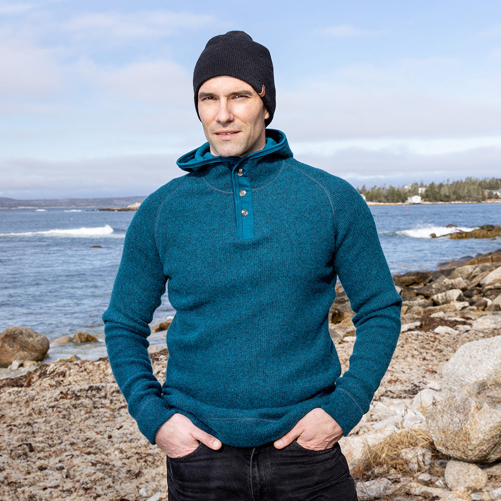 HERITAGE HEAVY WOOL -  HENLEY WITH HOOD