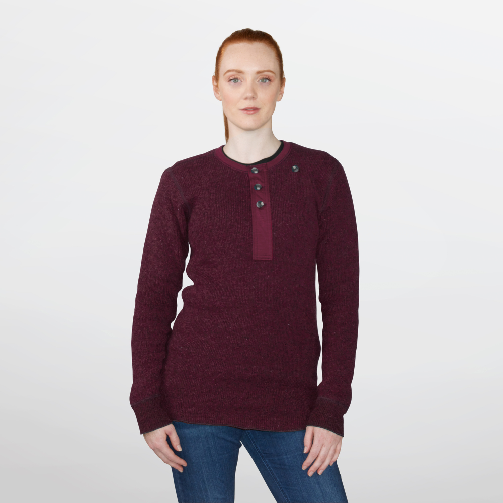 Camiseta henley de lana de peso pesado Heritage para mujer
