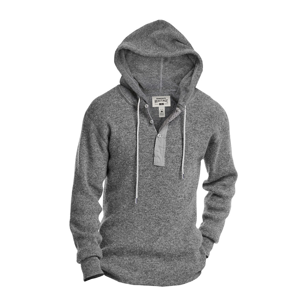 Heavy Weight Wool Henley with Hood