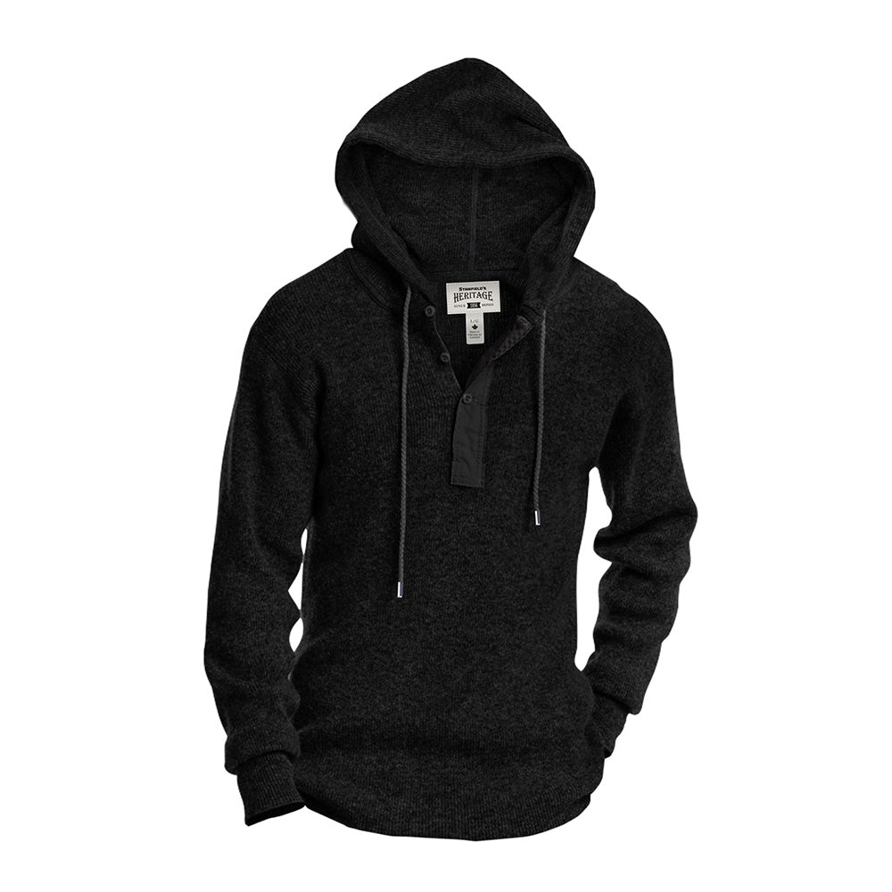 Heavy Weight Wool Henley with Hood