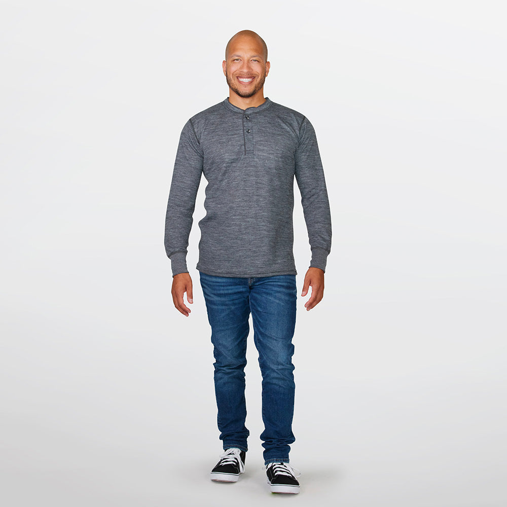 Men's Merino Blend Two-Layer Henley