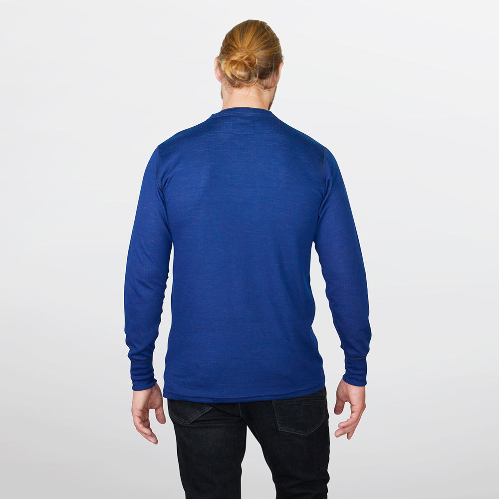 Henley de dos capas de mezcla de merino para hombre