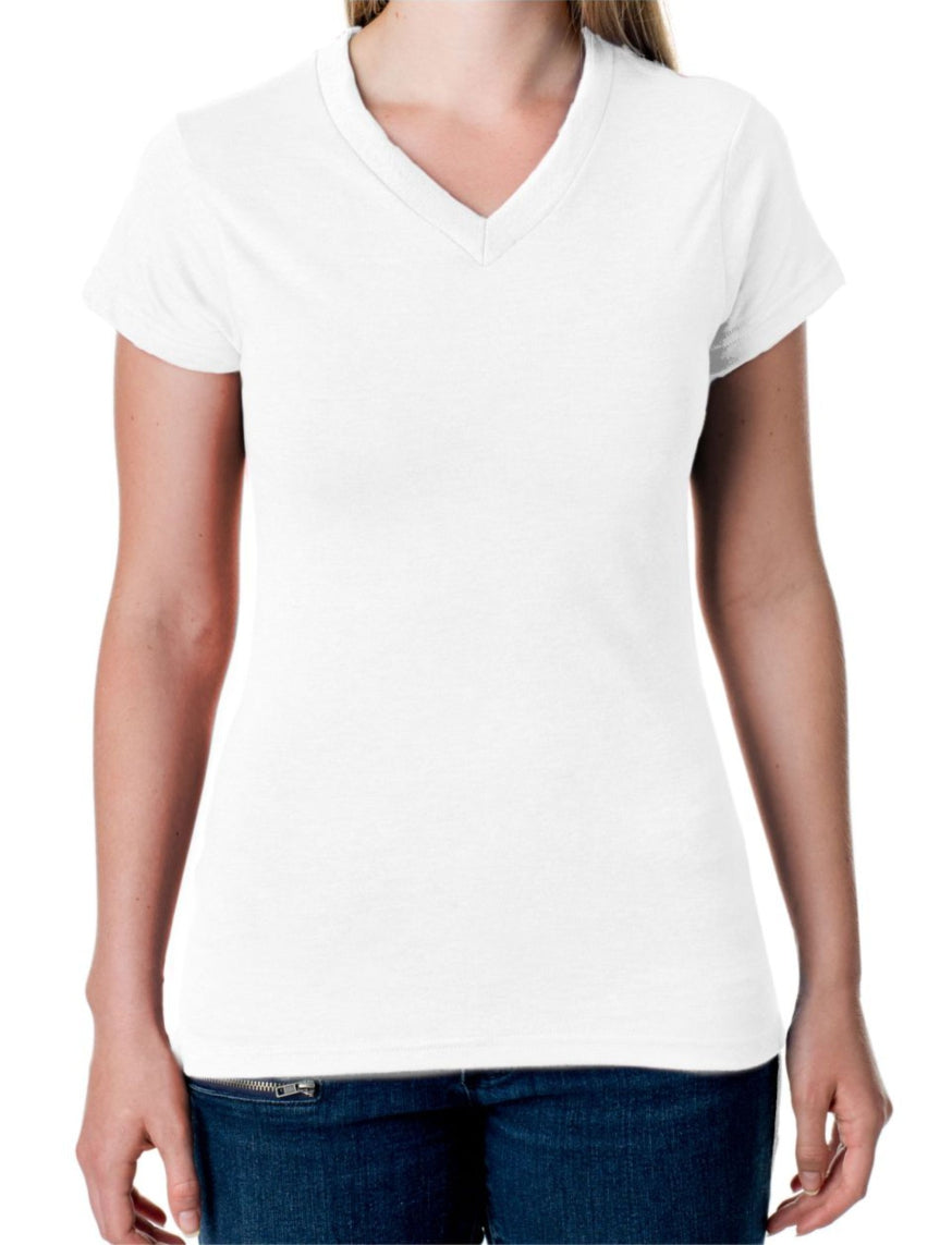 Camiseta básica de manga corta con cuello en V para mujer
