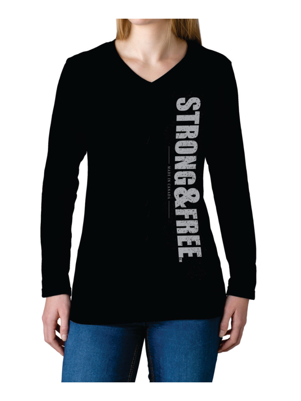 T-shirt à manches longues avec logo Strong &amp; Free™ pour femme
