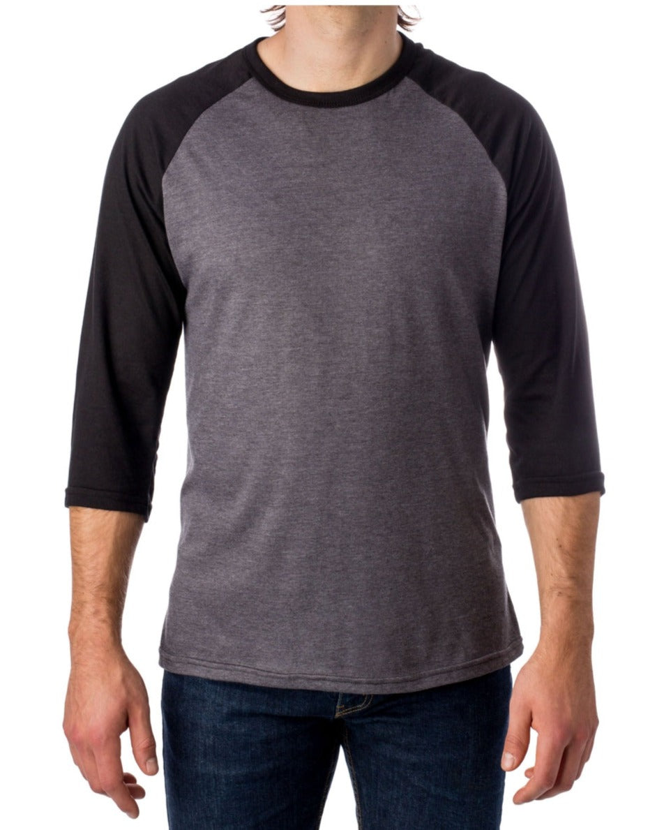 T-shirt ras du cou à manches raglan 3/4 pour hommes