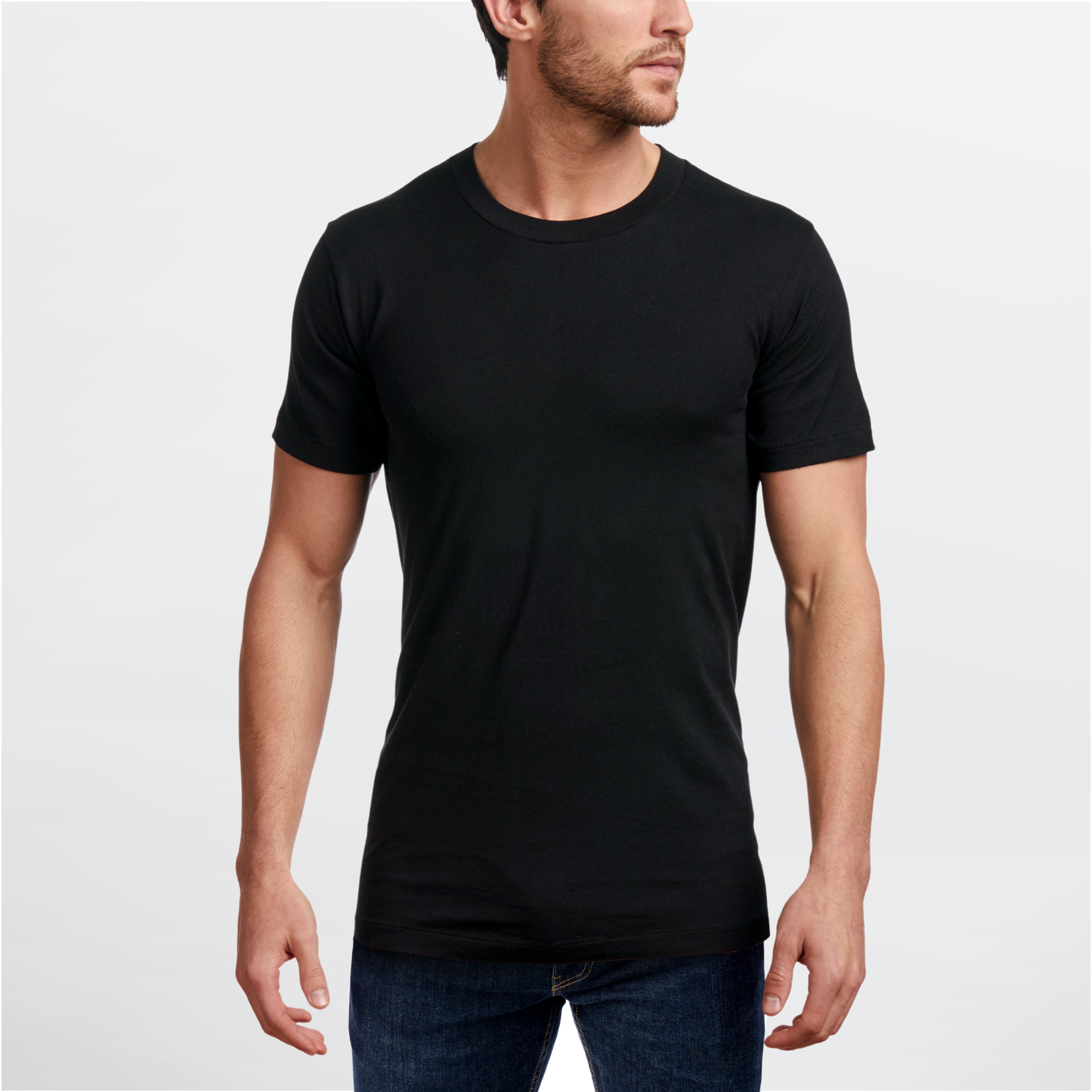 Camisetas premium de cuello redondo para hombre - Pack de 2 negras