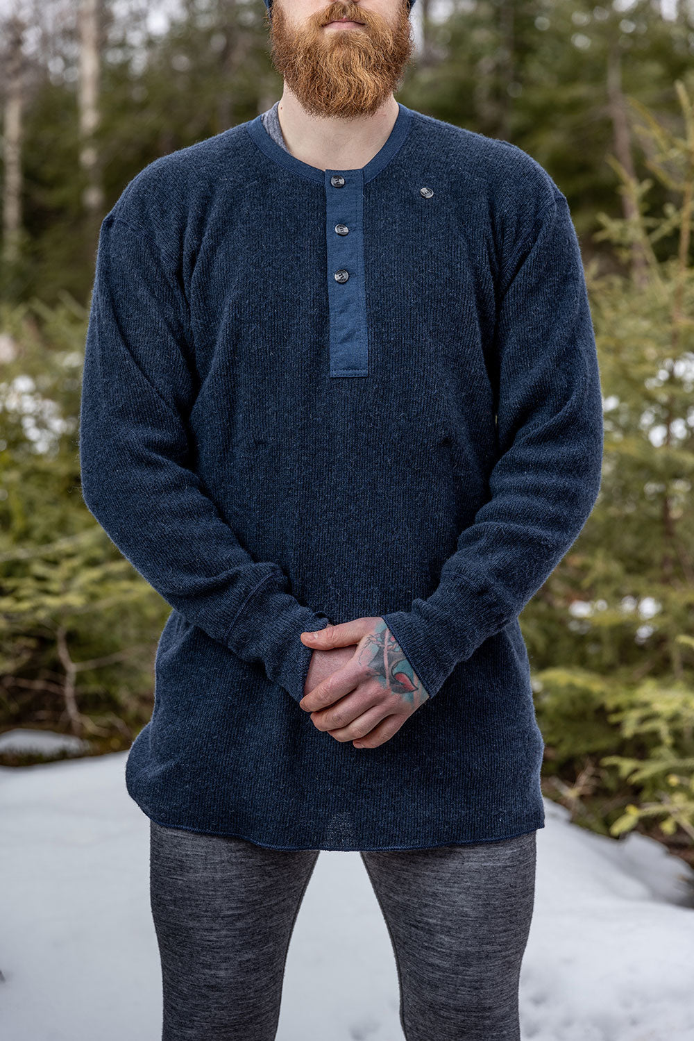 Men's Wool Sweater Henley Collection Heavy Weight