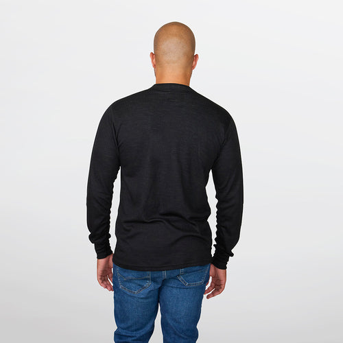 Henley de dos capas de mezcla de merino para hombre