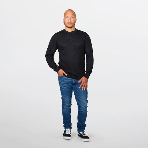 Henley de dos capas de mezcla de merino para hombre