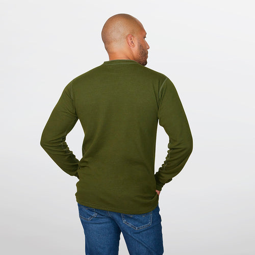 Henley de dos capas de mezcla de merino para hombre