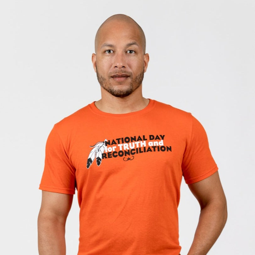Muin X Stanfield's Adult Orange T-Shirt - NATIONAL DAY FOR TRUTH AND RECONCILIATION "FEATHERS"