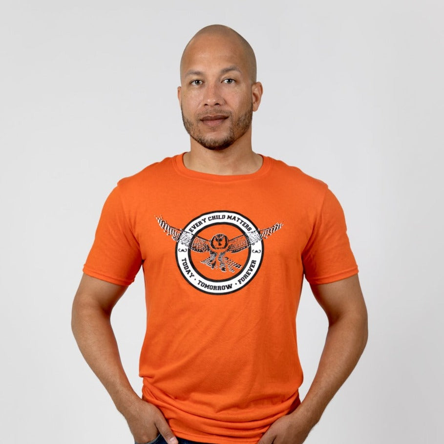Muin X Stanfield's Adult Orange T-Shirt - EVERY CHILD MATTERS  "OWL"