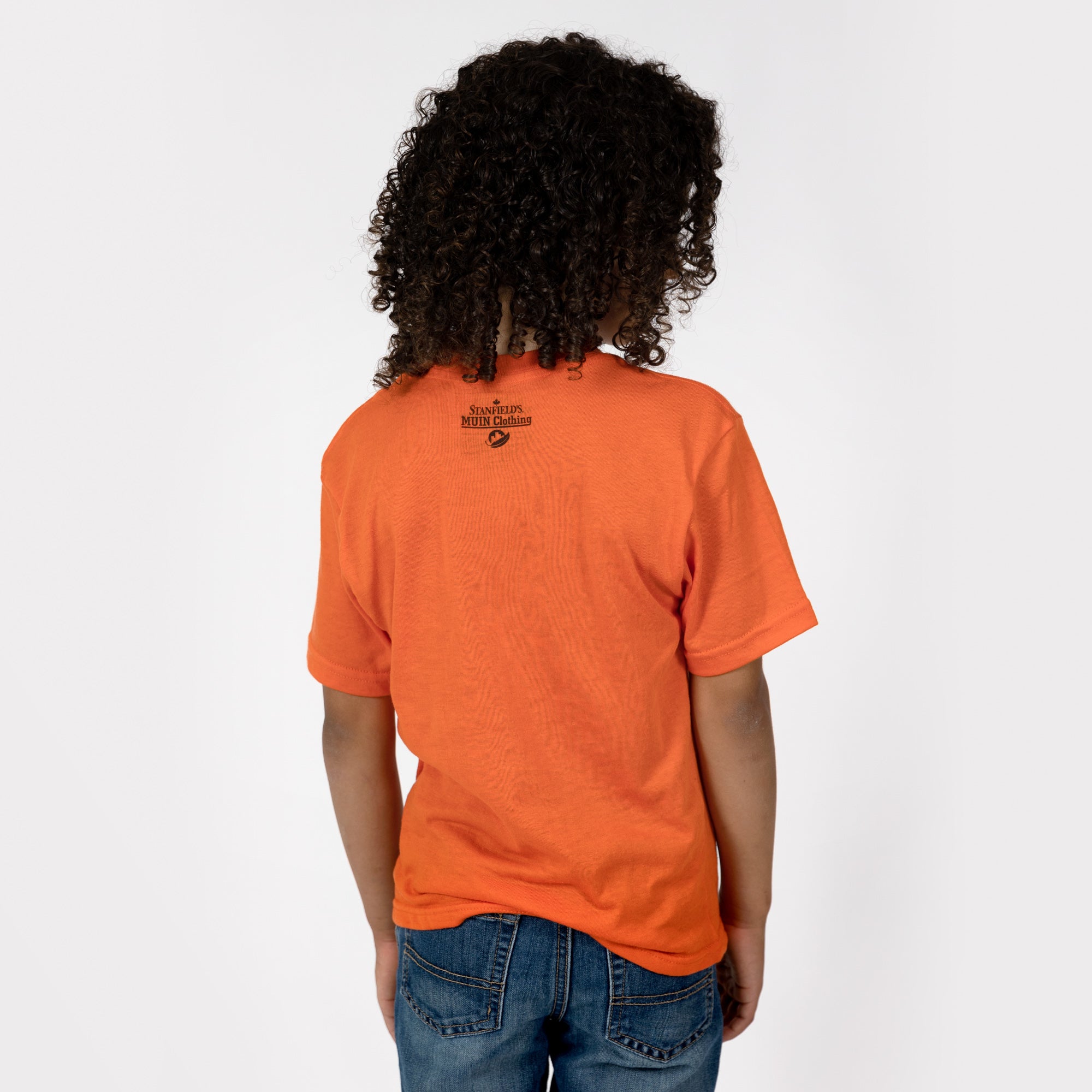 Muin X Stanfield's Youth Orange T-Shirt - EVERY CHILD MATTERS  "FEATHERS"