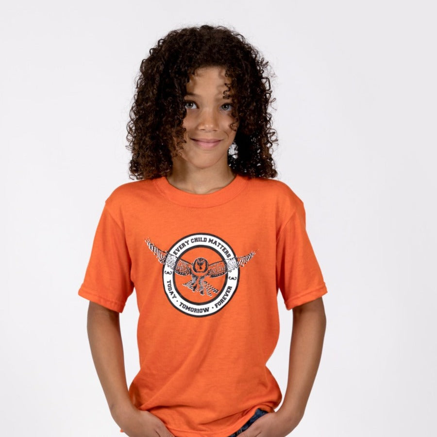 Muin X Stanfield's Youth Orange T-Shirt - CHAQUE ENFANT COMPTE "OWL"