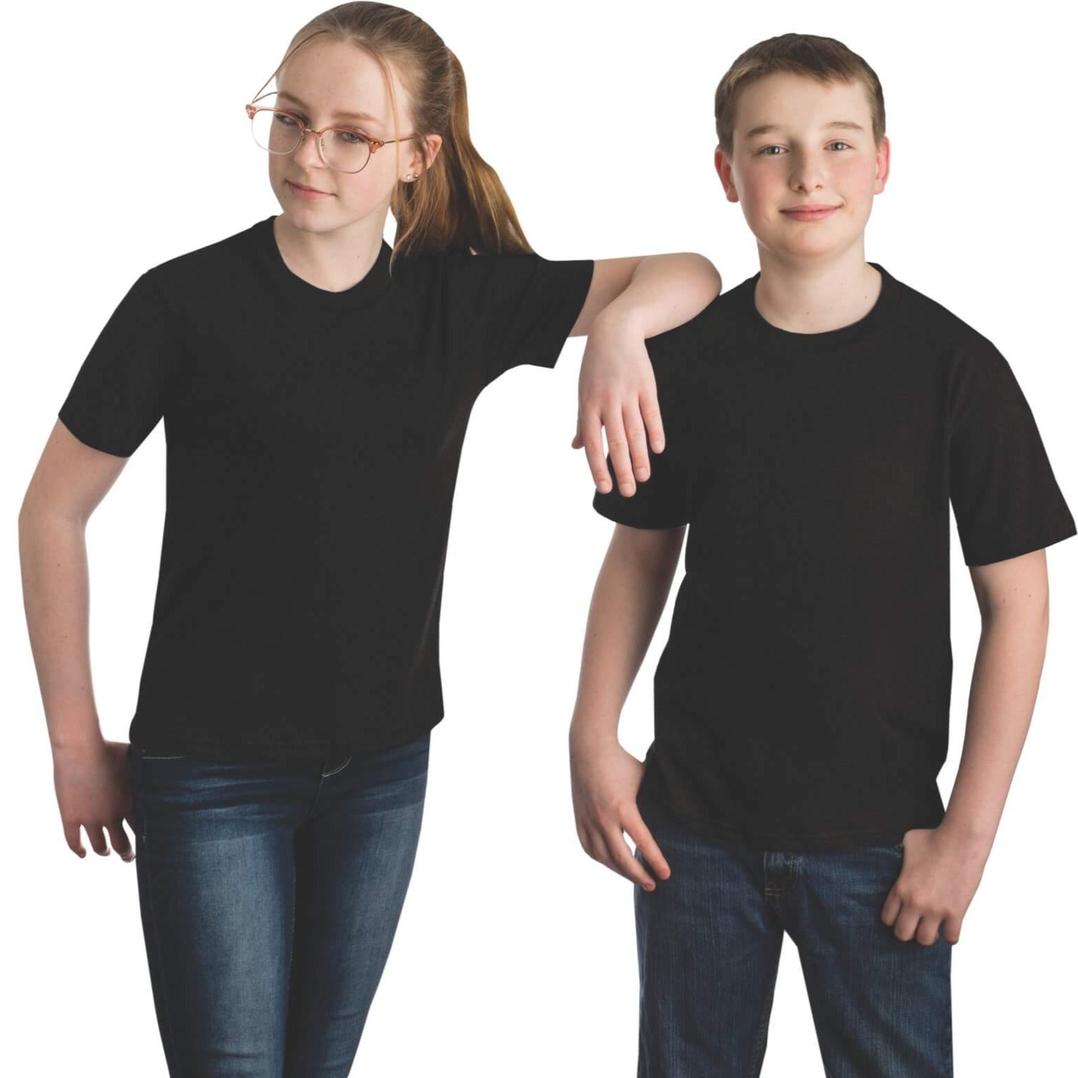 T-shirt ras du cou basique à manches courtes pour jeune