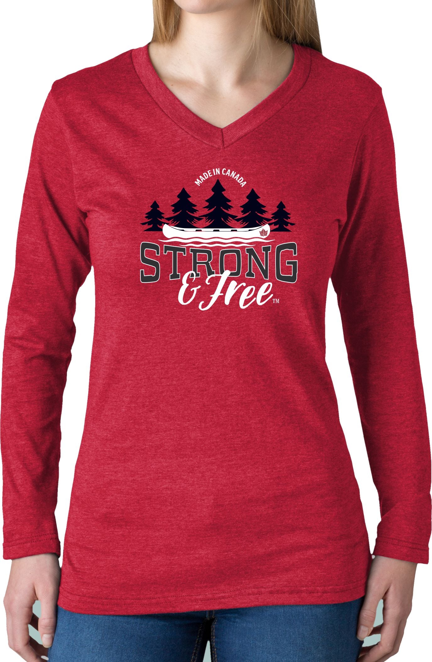 Camiseta de manga larga con logotipo de Strong &amp; Free™ Red Haze para mujer