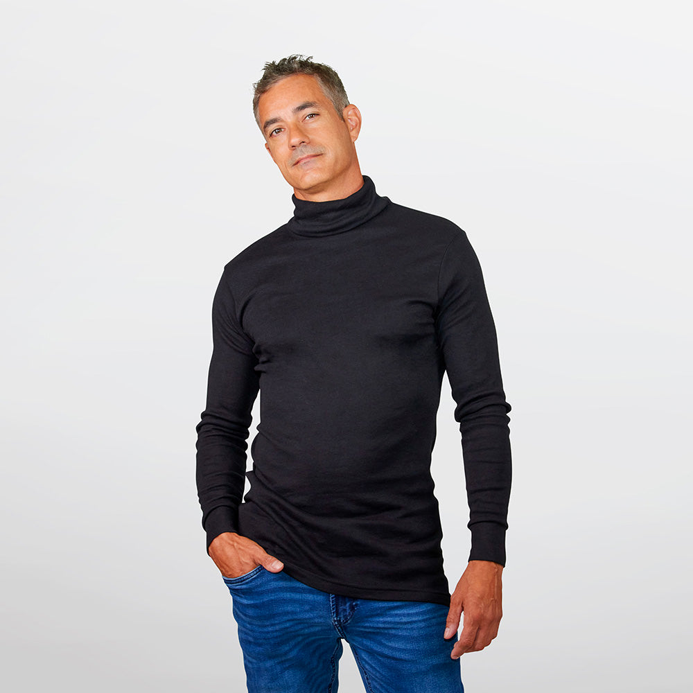 Jersey de cuello alto acanalado para hombre