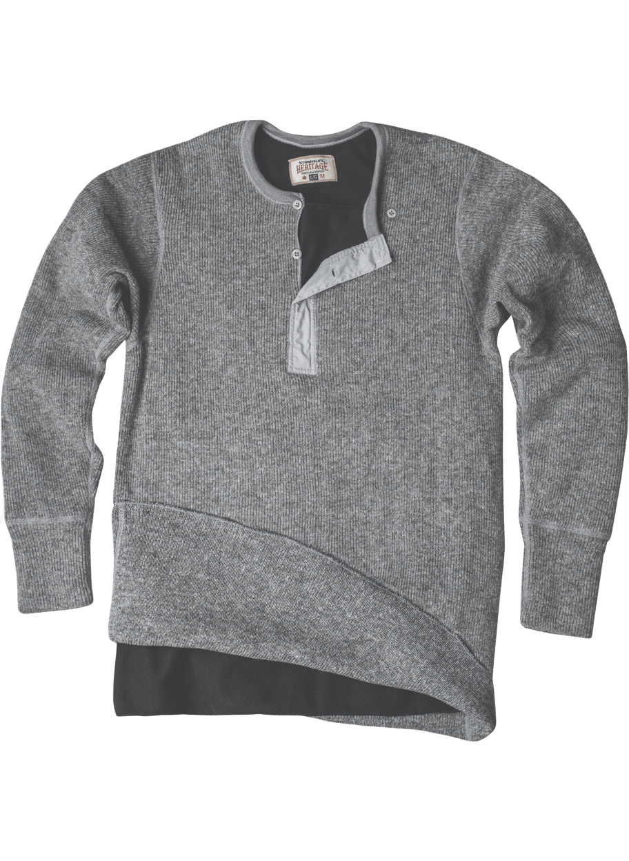 Men's Heavy Weight Wool Henley Shirt with Lining