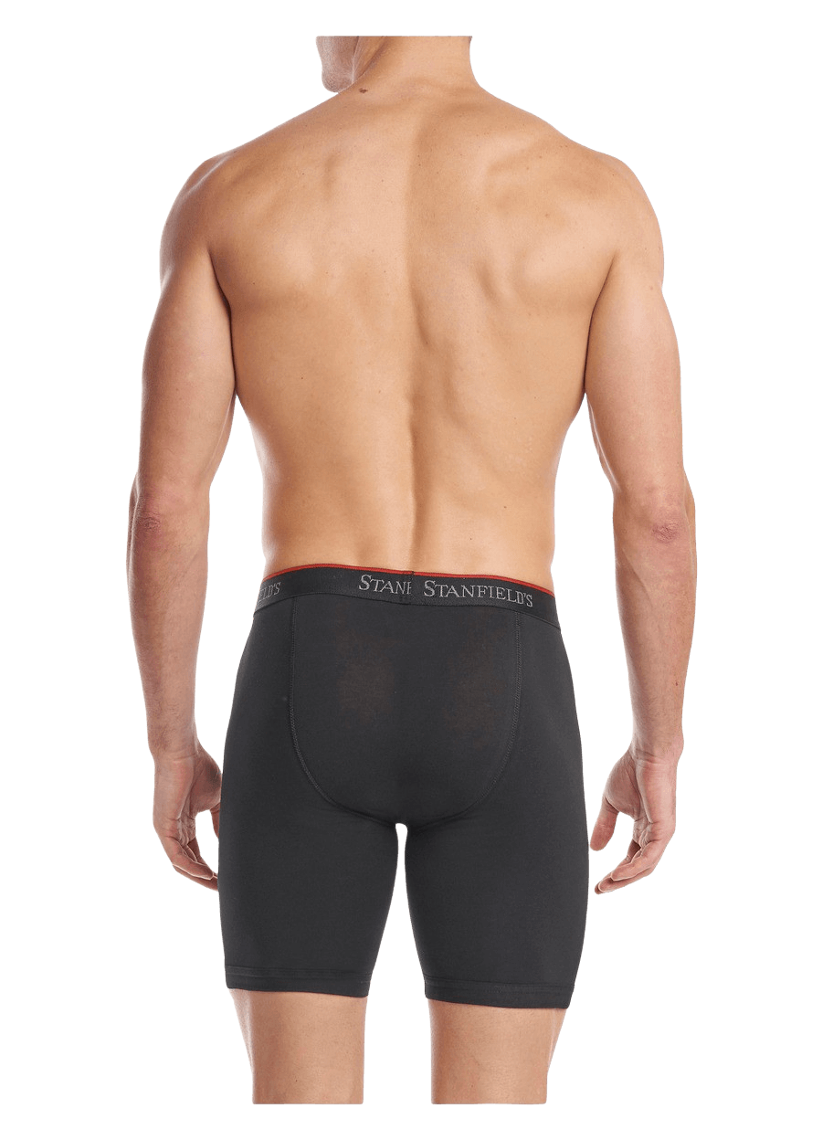 Men's Long Leg Boxer Brief Stretch Collection (Black 2 Pack)