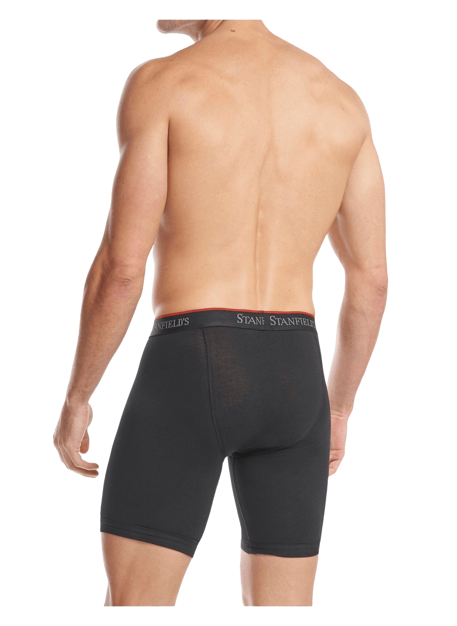 Men's Long Leg Boxer Brief Stretch Collection (Black 2 Pack)