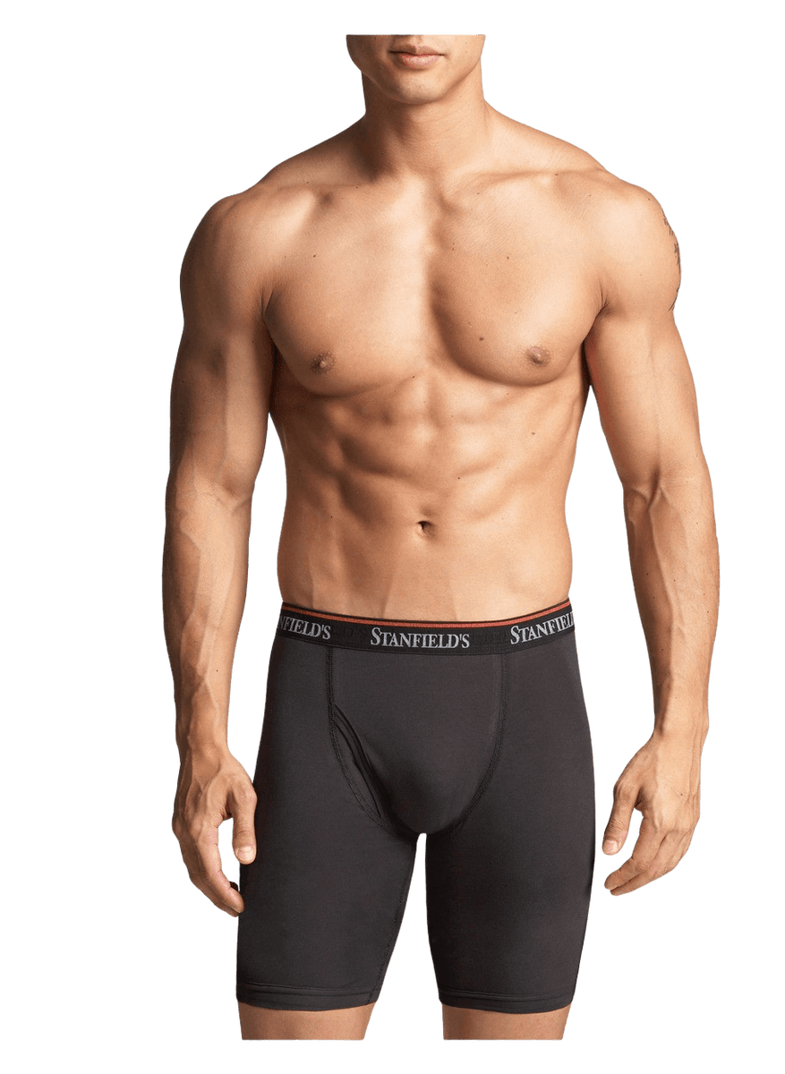 Men's Long Leg Boxer Brief Stretch Collection (Black 2 Pack